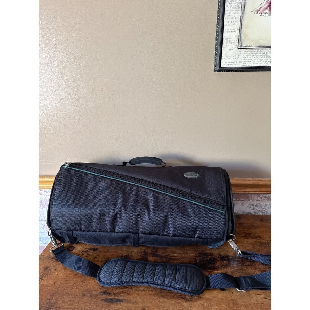Jos A Bank Black Padded Roll Up Luggage Case & Garment Bag With Shoulder Strap
